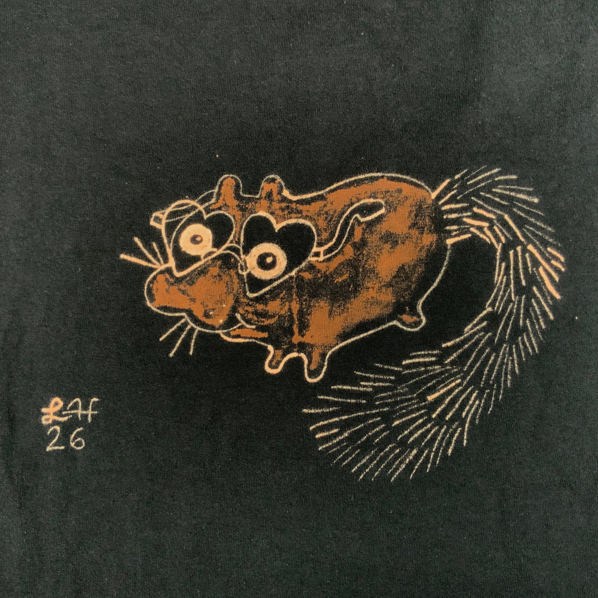 Heart Glasses Squirrel - Large Bleach-Painted T-Shirt