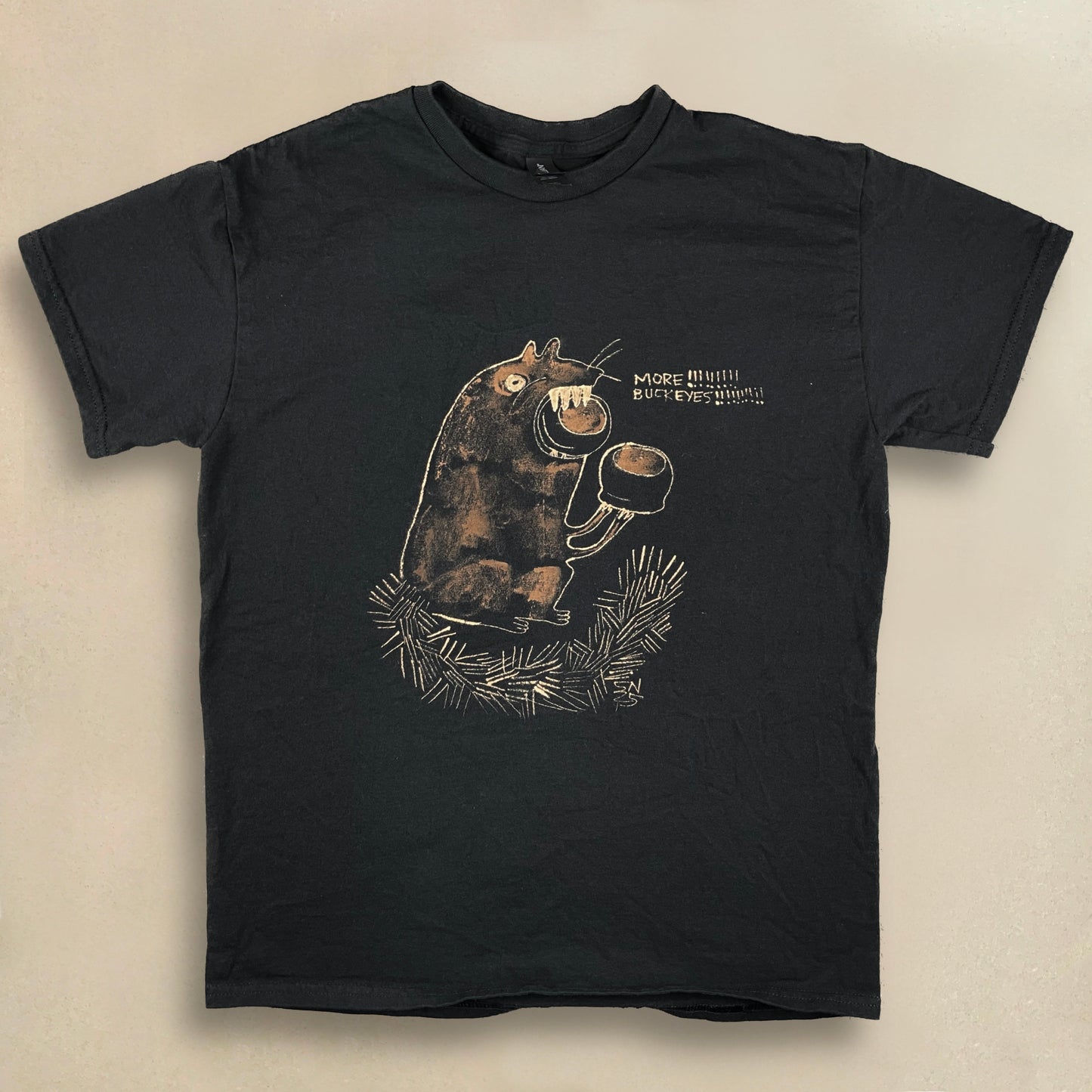 MORE!!! BUCKEYES!!!!! - Medium Bleach-Painted T-Shirt