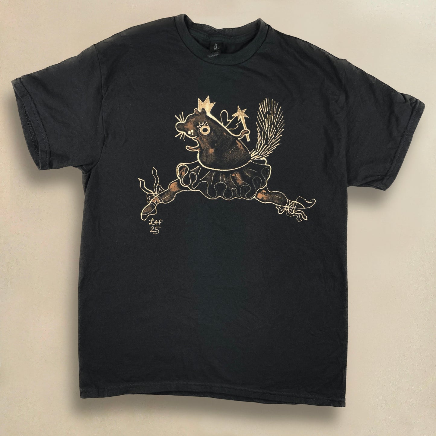 Sugar Plum Squirrel - Medium Bleach-Painted T-Shirt