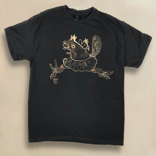 Sugar Plum Squirrel - Medium Bleach-Painted T-Shirt