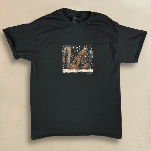 Snowy Squirrel Square - Medium Bleach-Painted T-Shirt