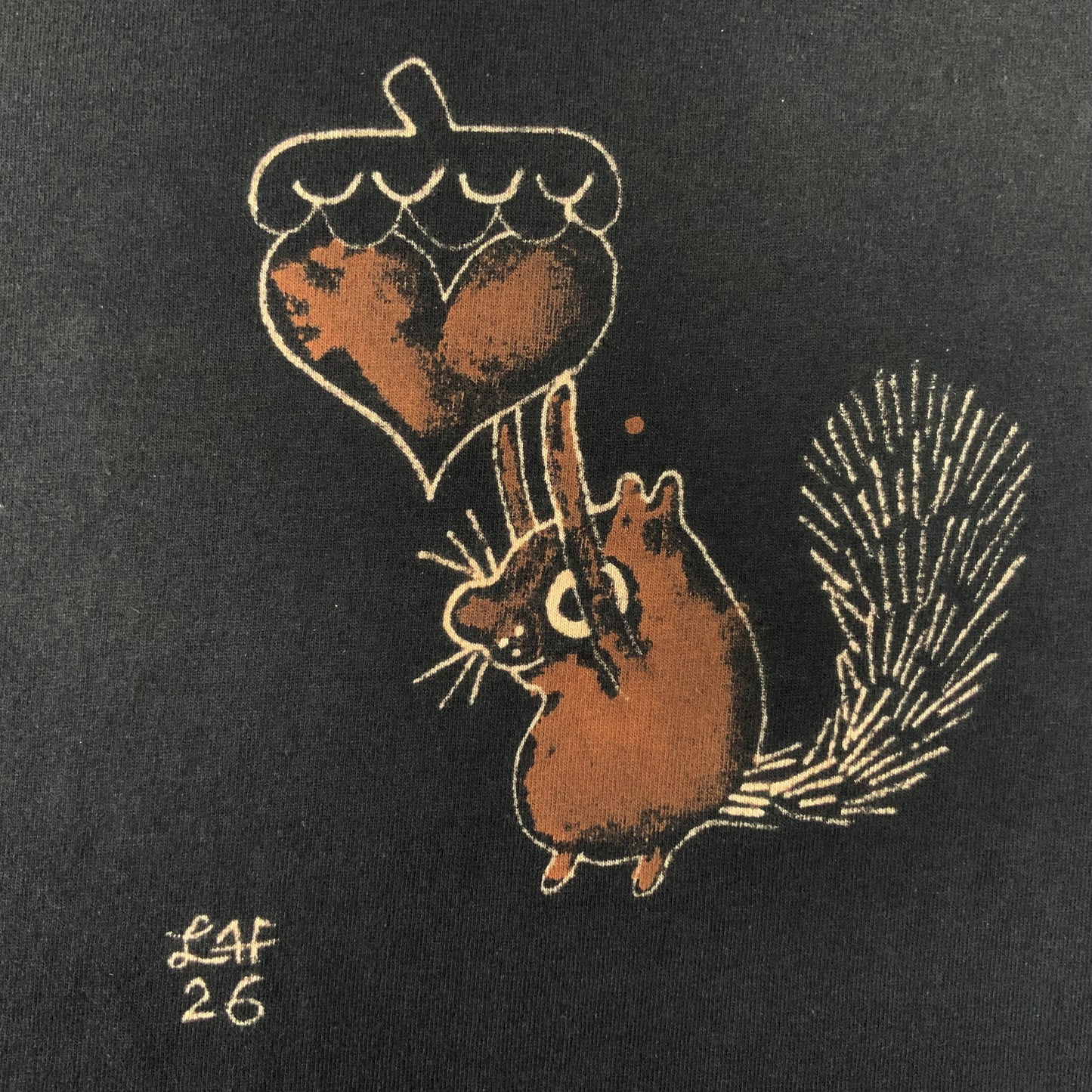 Heart Acorn Squirrel - 2XL Bleach-Painted T-Shirt