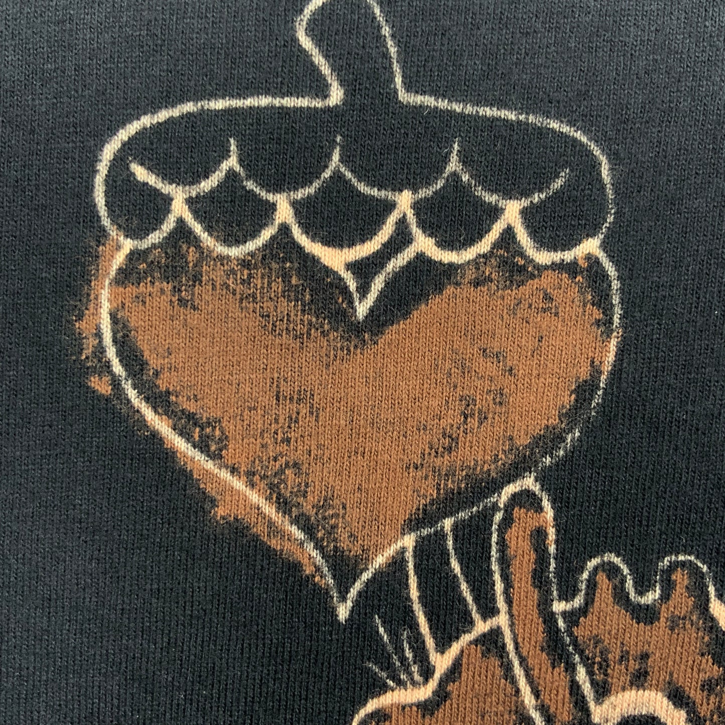 Heart Acorn Squirrel - Medium Bleach-Painted T-Shirt