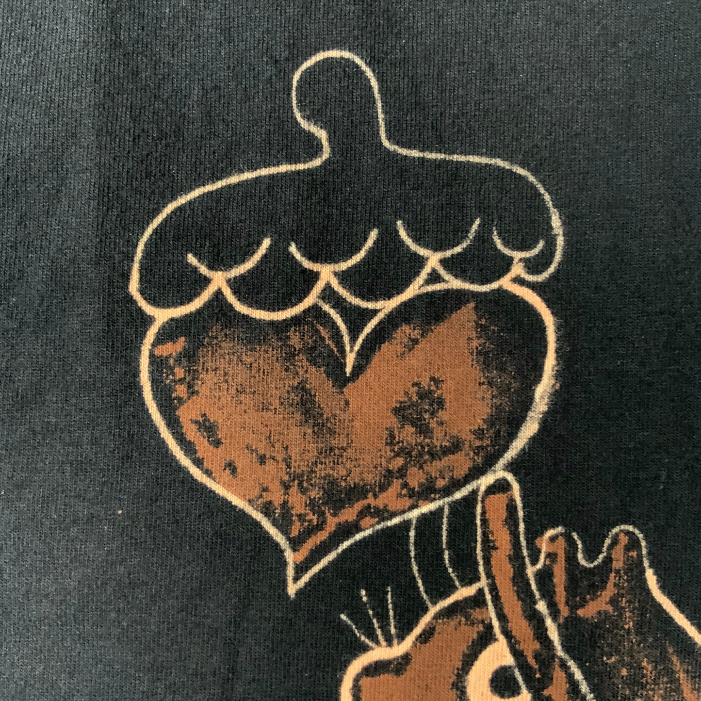 Heart Acorn Squirrel - Small Bleach-Painted T-Shirt