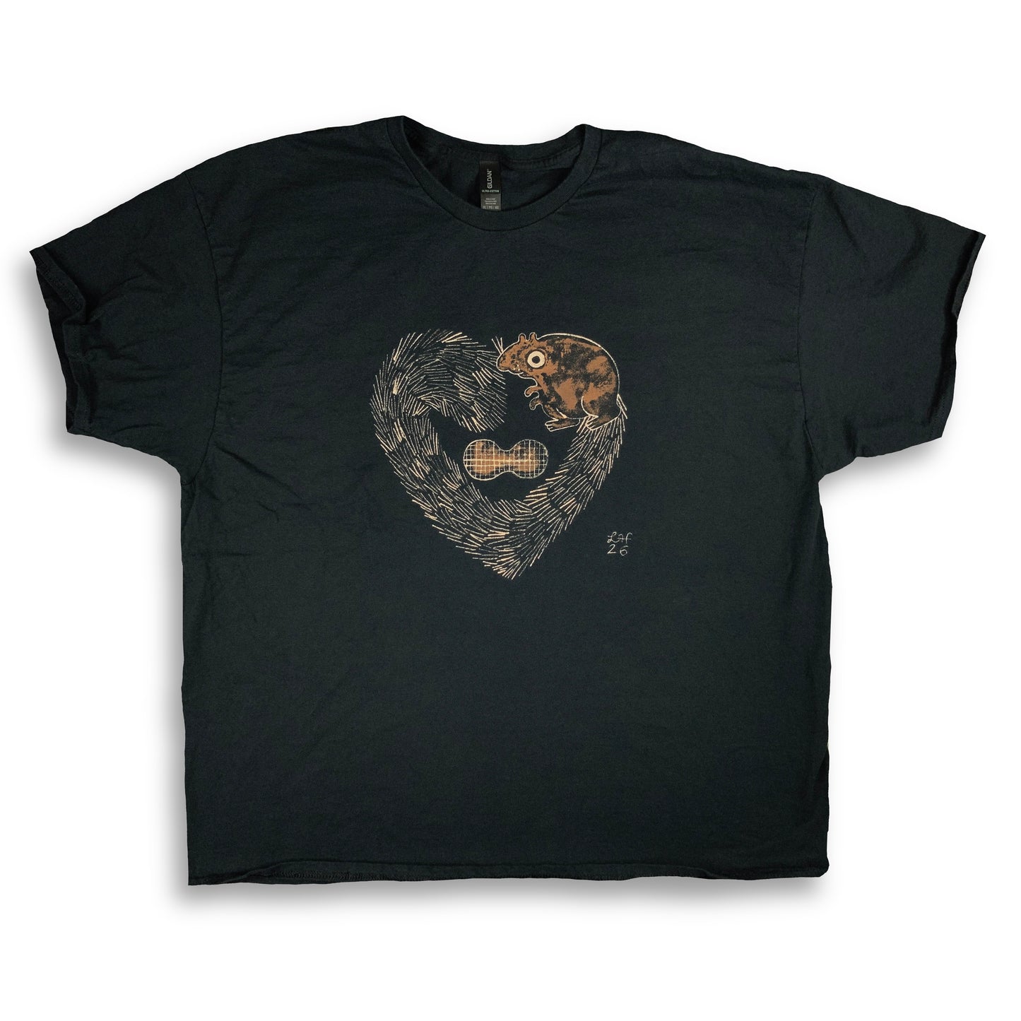 Heart Tail Squirrel - 3XL Bleach-Painted T-Shirt