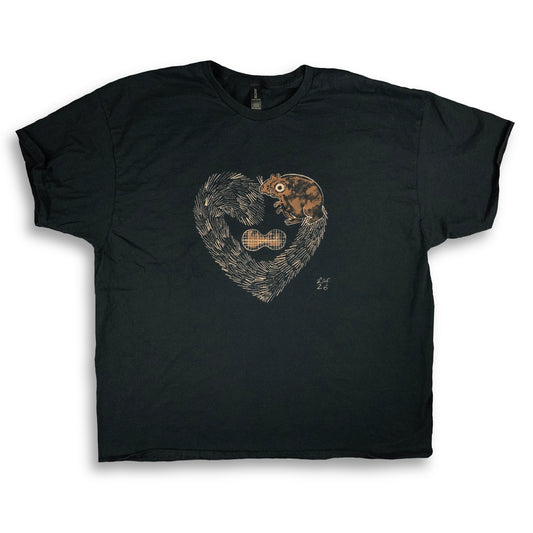 Heart Tail Squirrel - 3XL Bleach-Painted T-Shirt