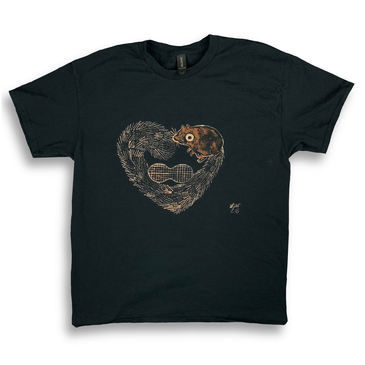 Heart Tail Squirrel - Large Bleach-Painted T-Shirt