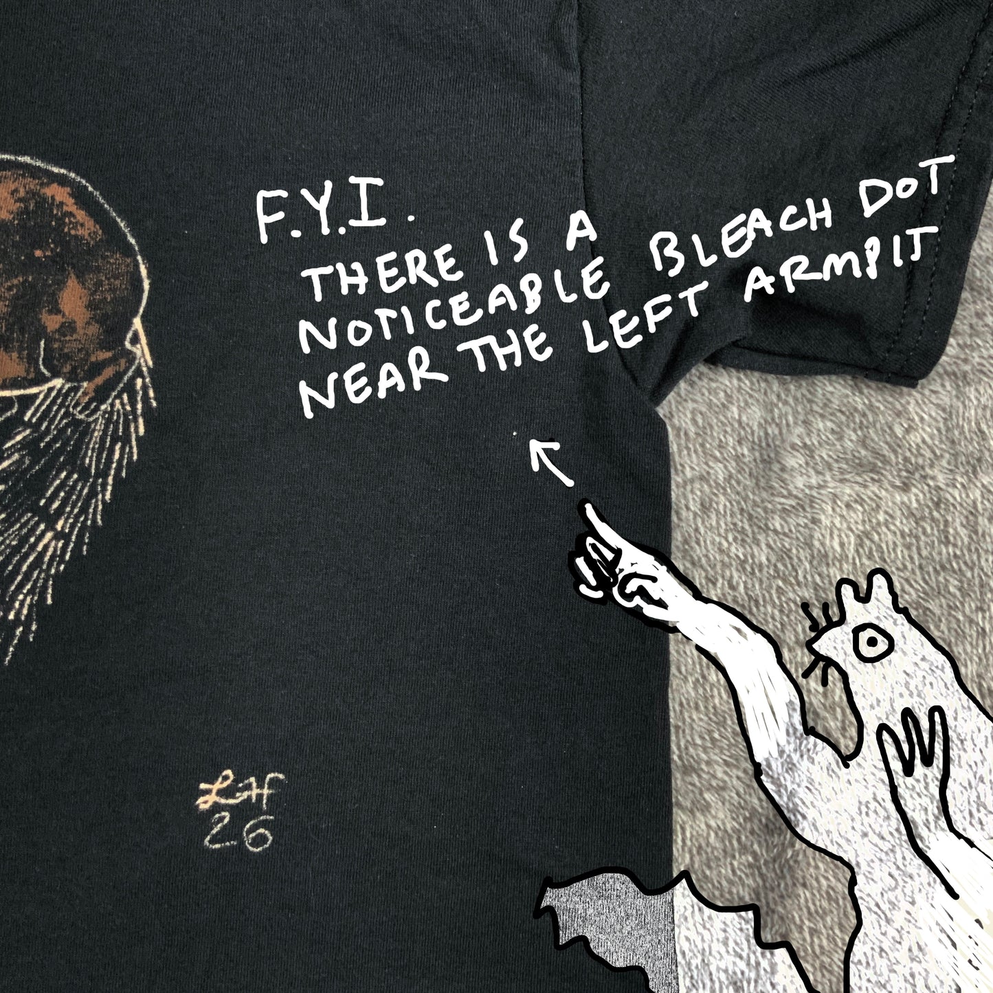 Heart Tail Squirrel - Large Bleach-Painted T-Shirt