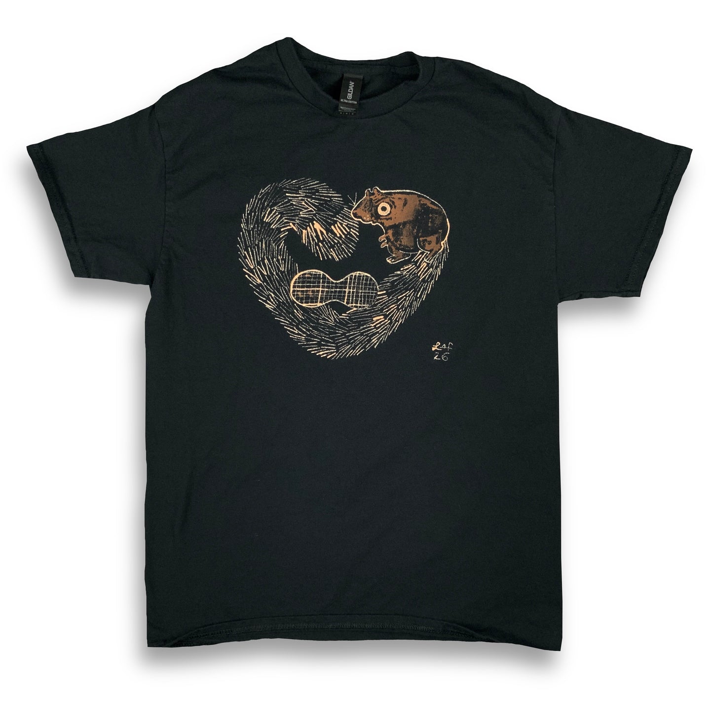 Heart Tail Squirrel - Medium Bleach-Painted T-Shirt