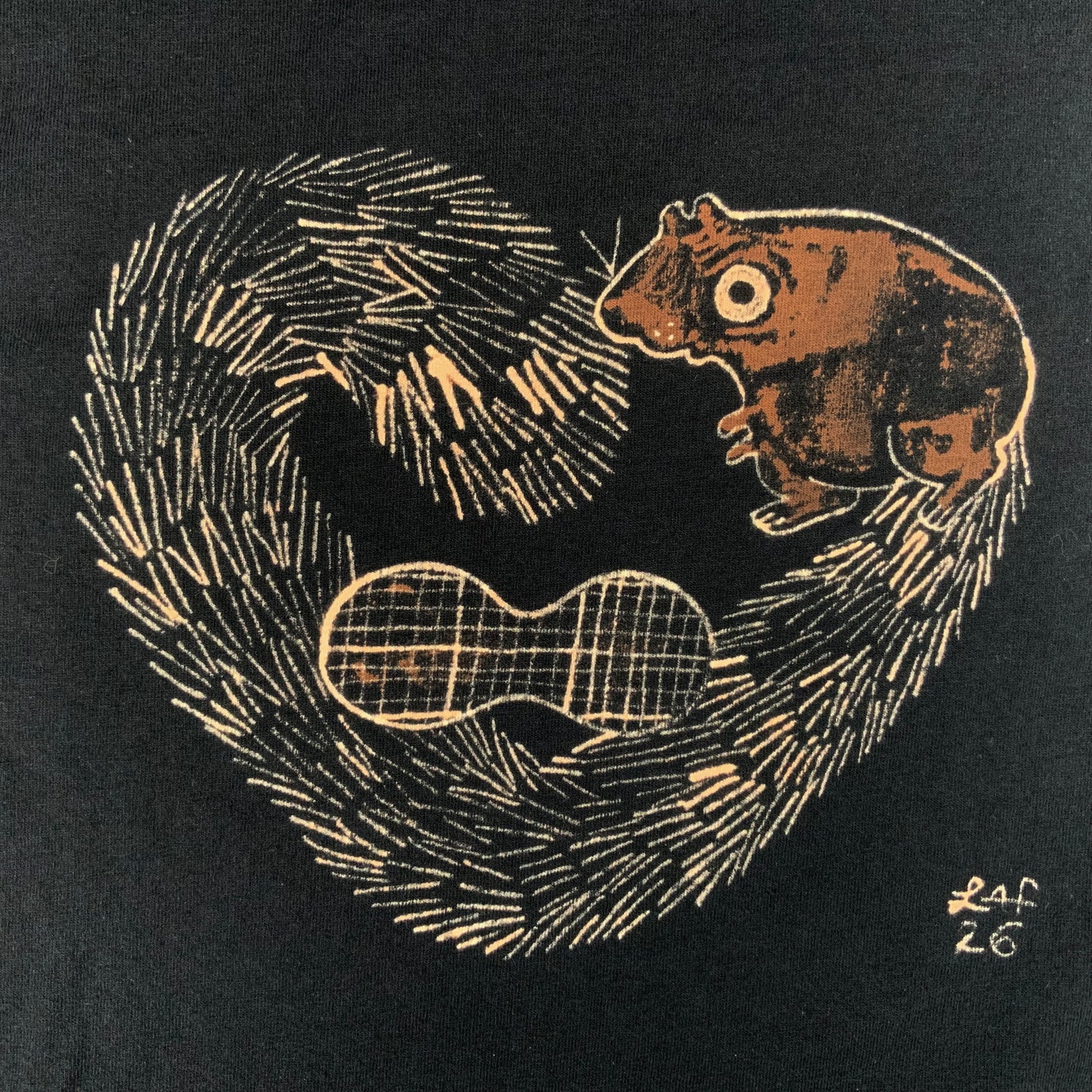 Heart Tail Squirrel - Medium Bleach-Painted T-Shirt