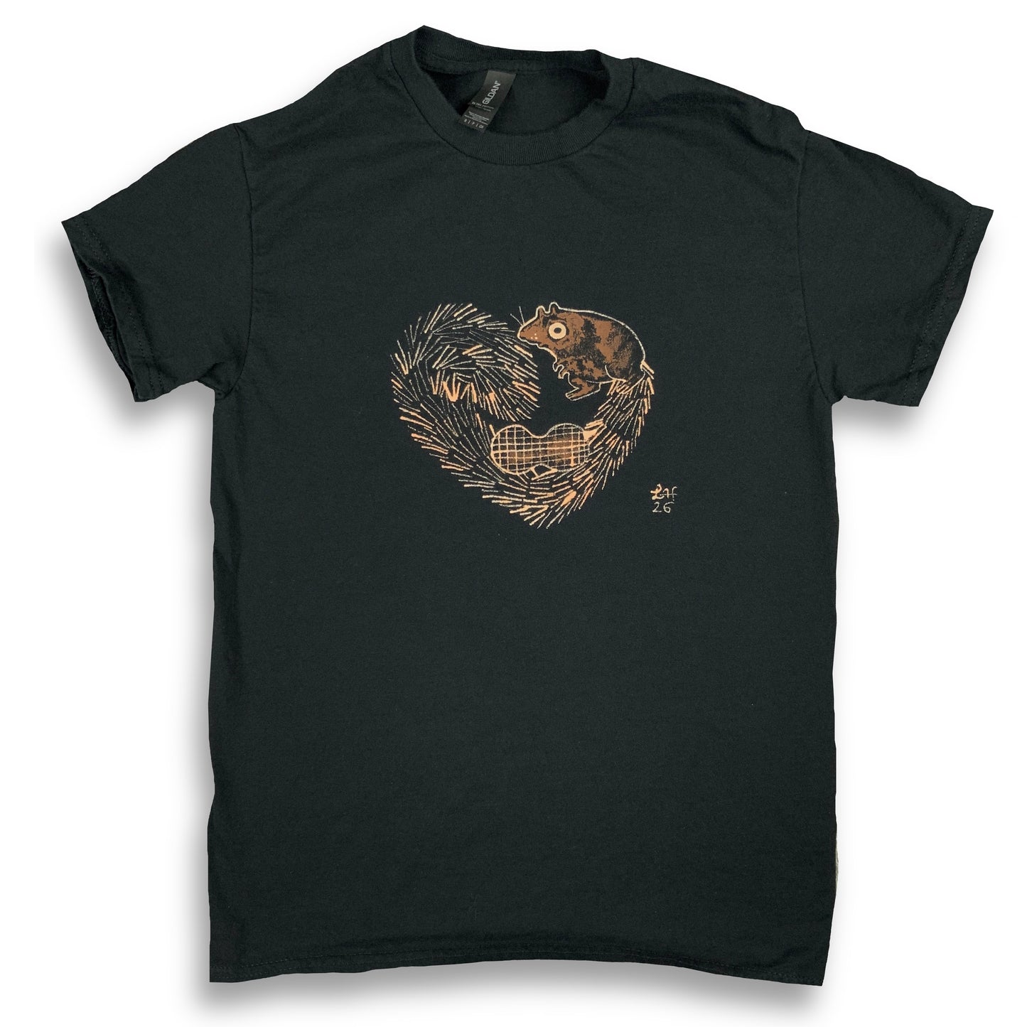 Heart Tail Squirrel - Small Bleach-Painted T-Shirt