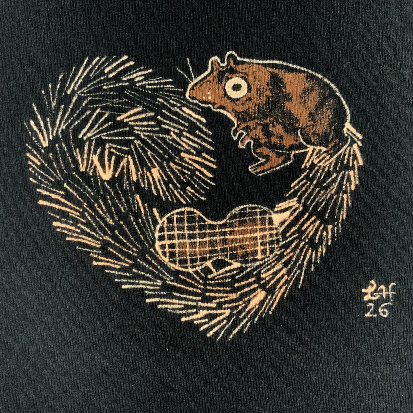 Heart Tail Squirrel - Small Bleach-Painted T-Shirt