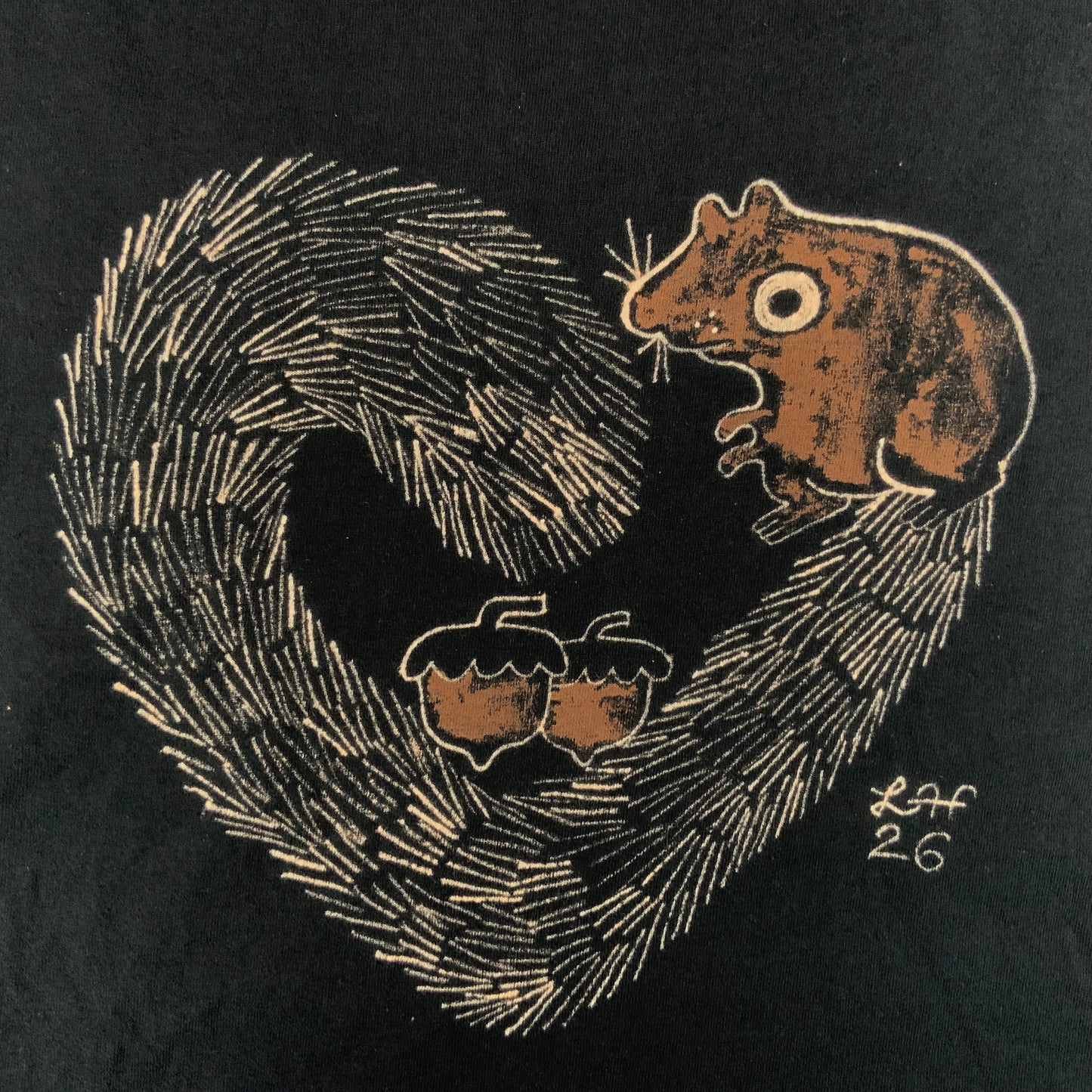 Heart Tail Squirrel - XL Bleach-Painted T-Shitt