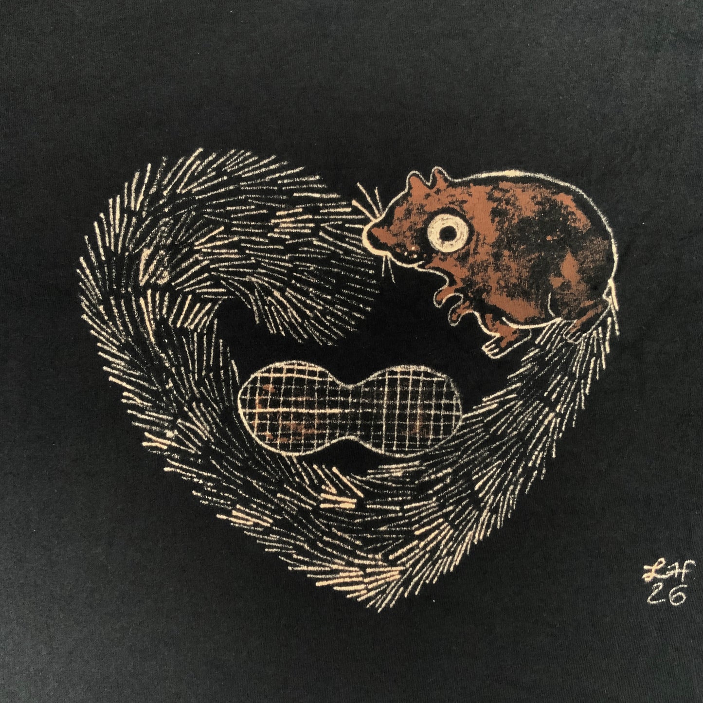 Heart Tail Squirrel - Large Bleach-Painted T-Shirt