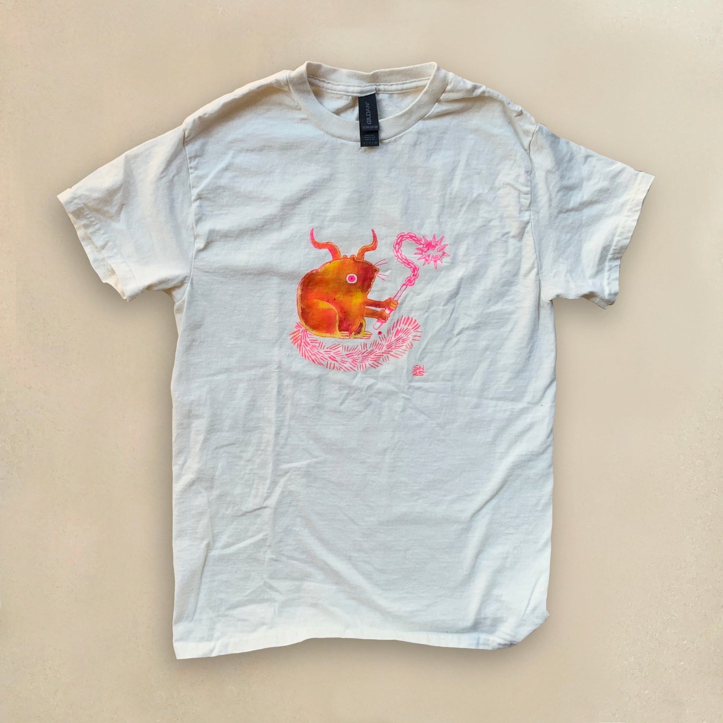 Devil Squirrel - Small Hand-Painted T-Shirt