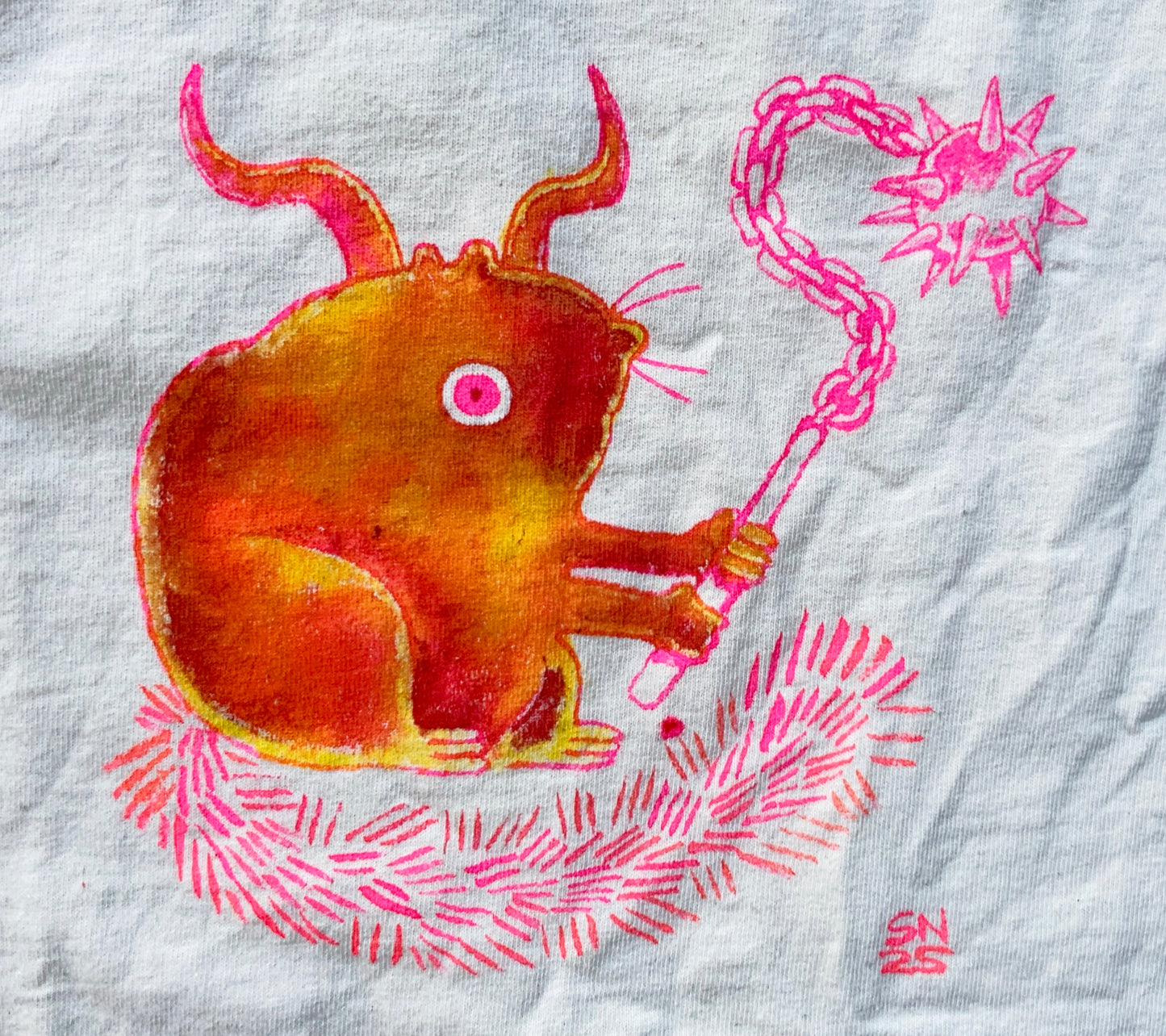 Devil Squirrel - Small Hand-Painted T-Shirt