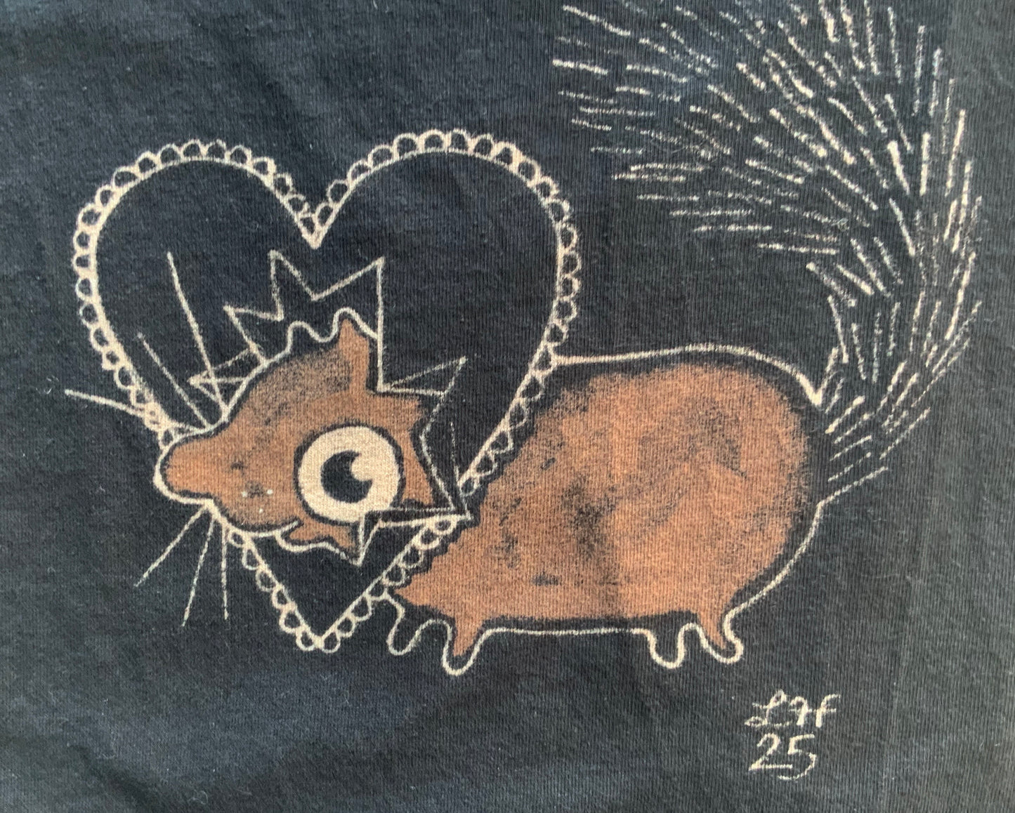 Heart Buster Squirrel - Medium Bleach Painted T-Shirt