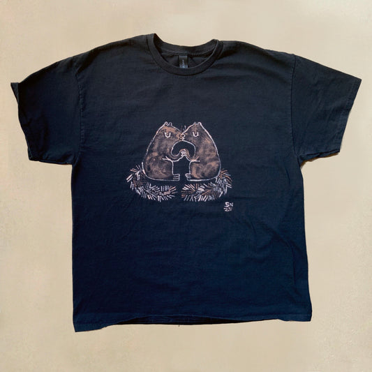Smooching Squirrels - XL Bleach Painted T-Shirt