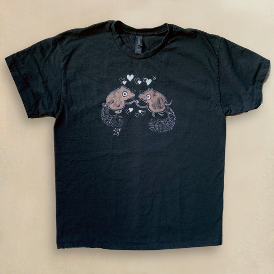 Dancing Squirrels - Large Bleach Painted T-Shirt