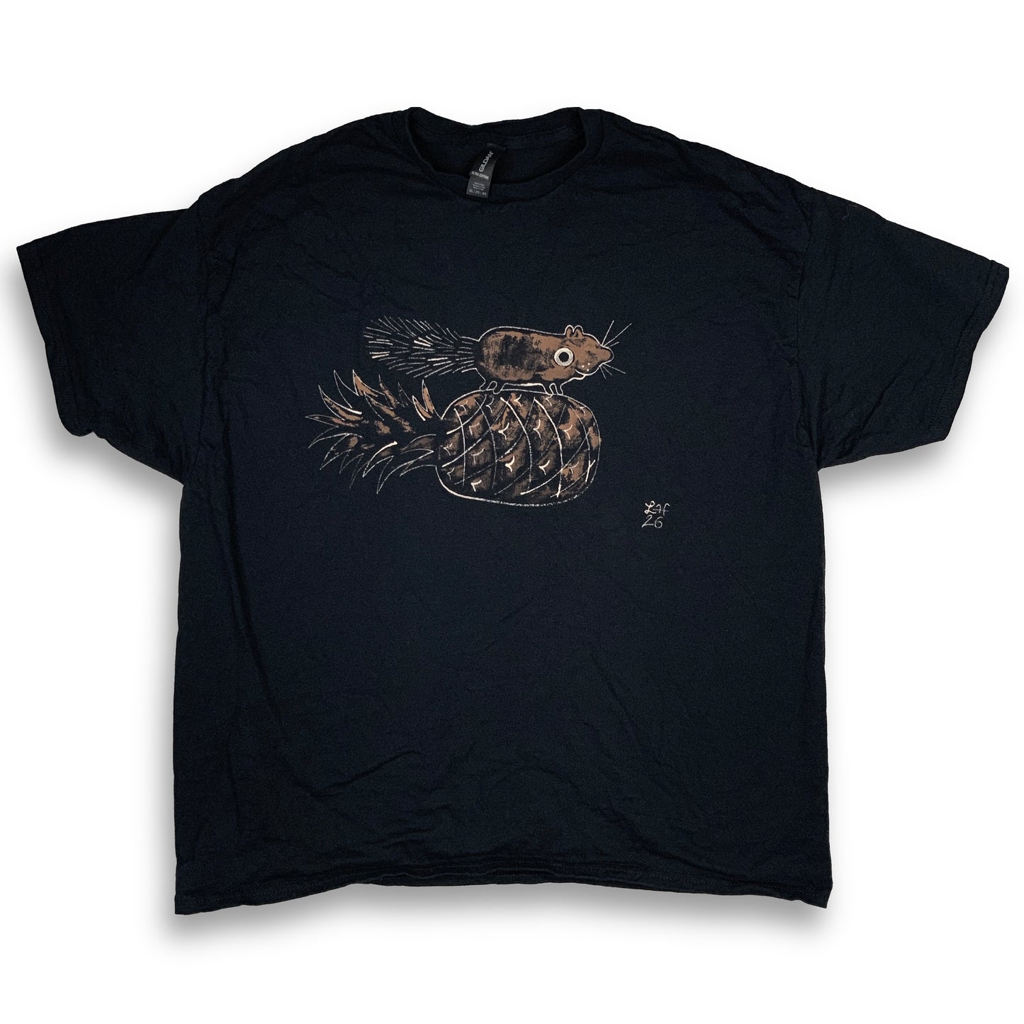 Pineapple Squirrel - 2XL Bleach-Painted T-Shirt