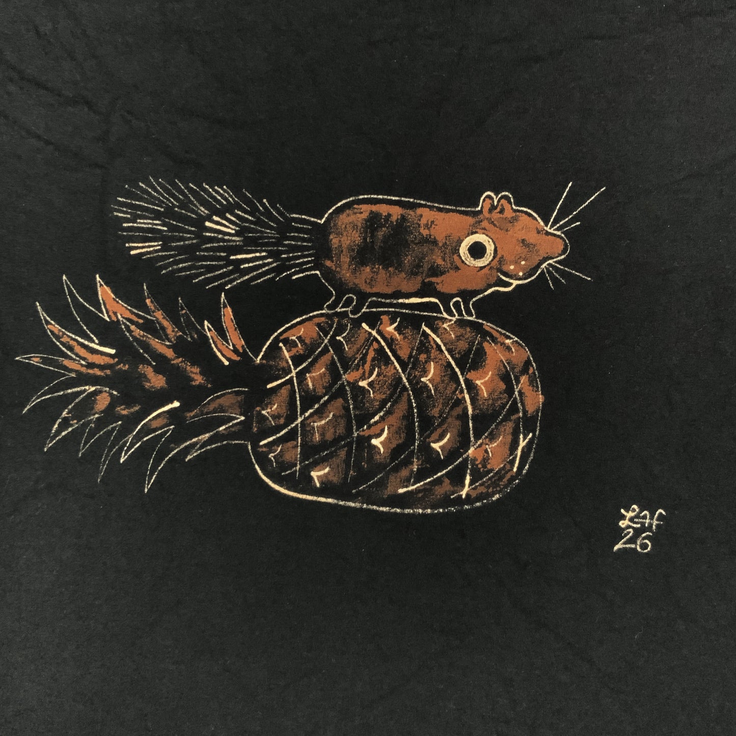 Pineapple Squirrel - 2XL Bleach-Painted T-Shirt