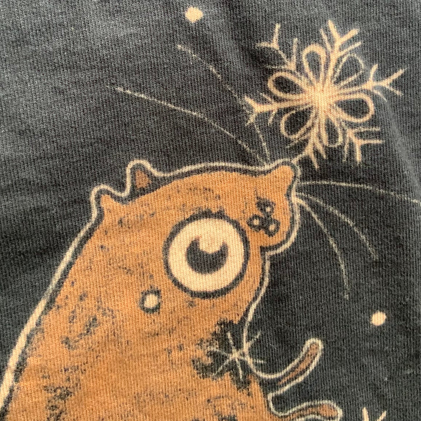 Snowflake Squirrel - Large Bleach Painted T-Shirt