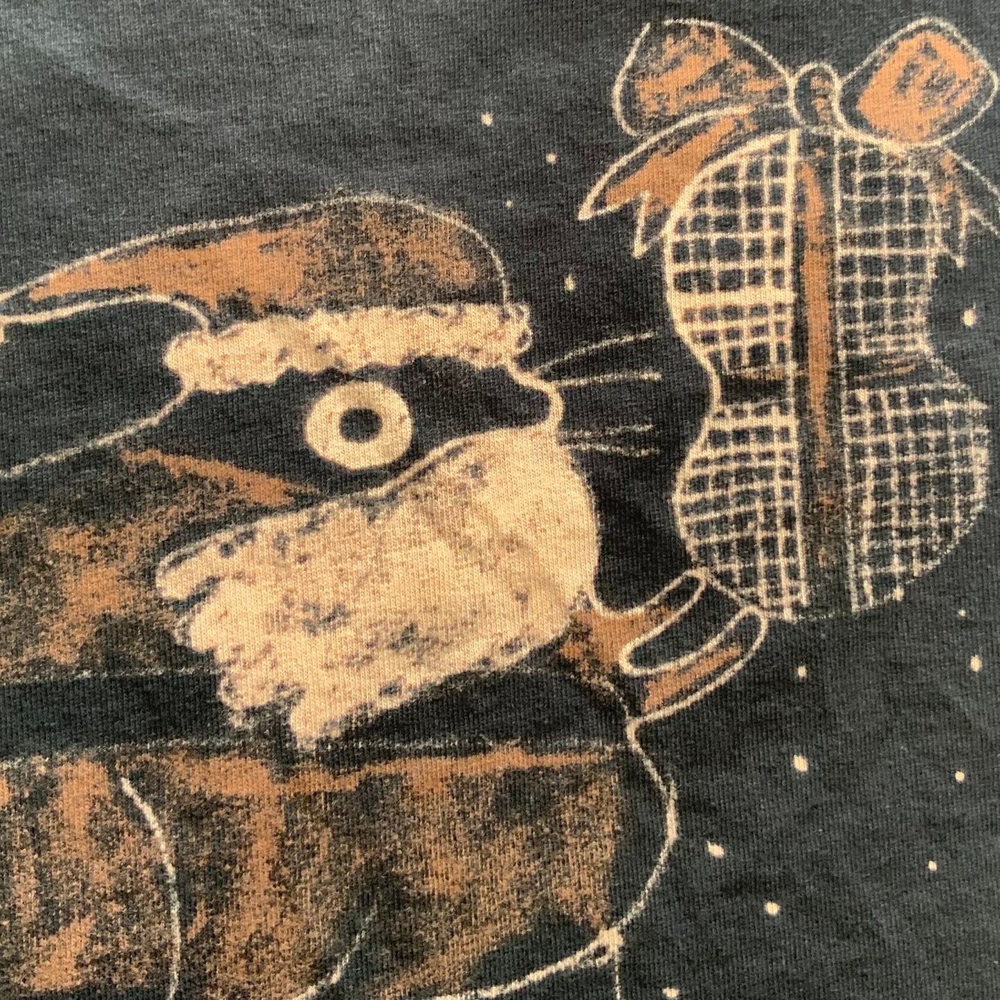 Big Boots Santa Squirrel - Large Bleach Painted T-Shirt