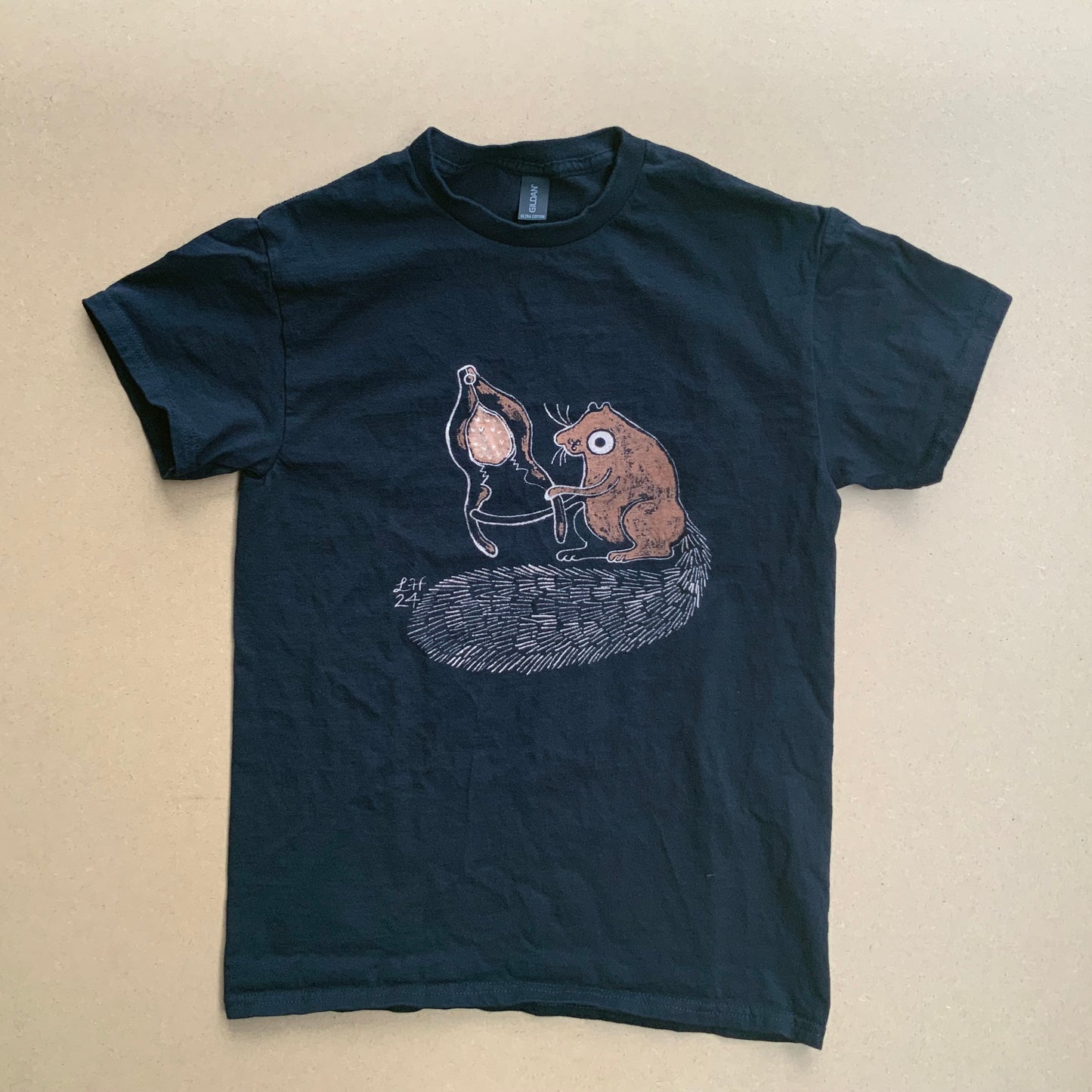 Nutcracker Squirrel - Small Bleach Painted T-Shirt