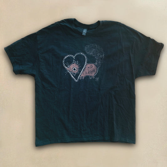 Heart Buster Squirrel - 2XL Bleach Painted T-Shirt