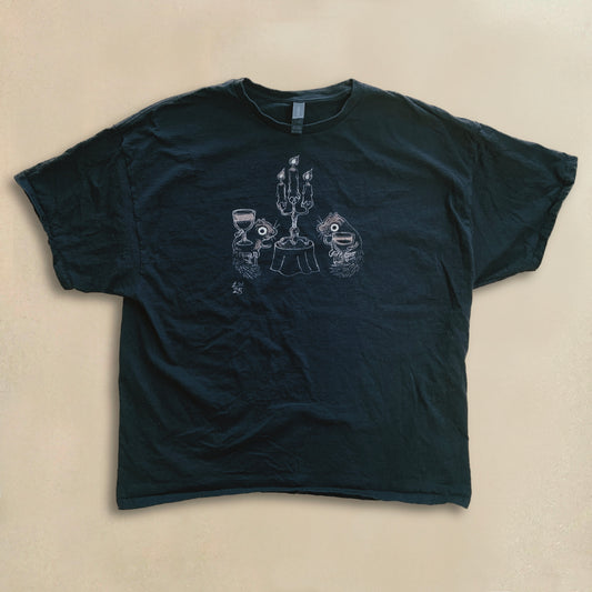 Candlelit Romance Squirrels - 3XL Bleach Painted T-Shirt