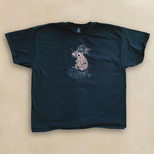 Rose Squirrel - 2XL Bleach Painted T-Shirt