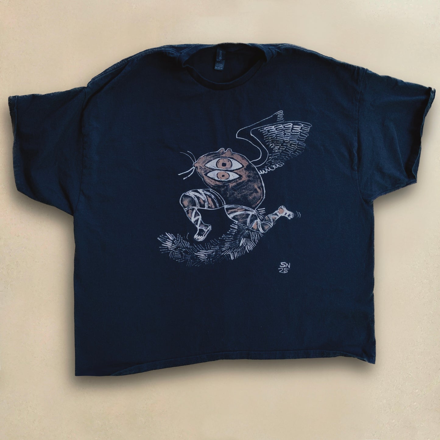 Angelic Squirrel - 3XL Bleach Painted T-Shirt