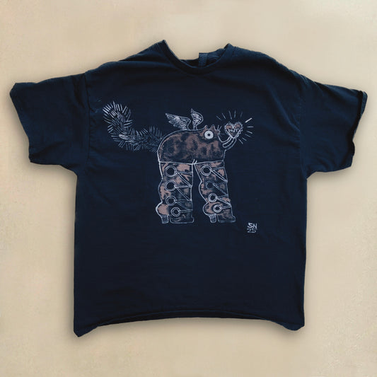 Angelic Squirrel - XL Bleach Painted T-Shirt