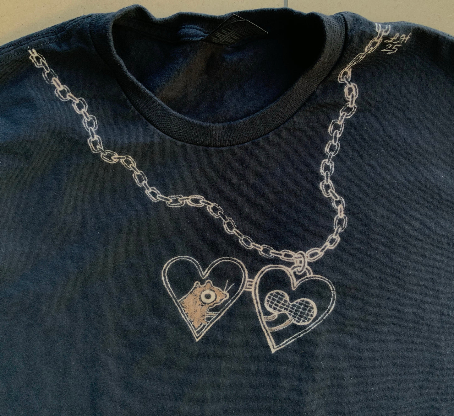 Heart Locket Squirrel - XL Bleach Painted T-Shirt