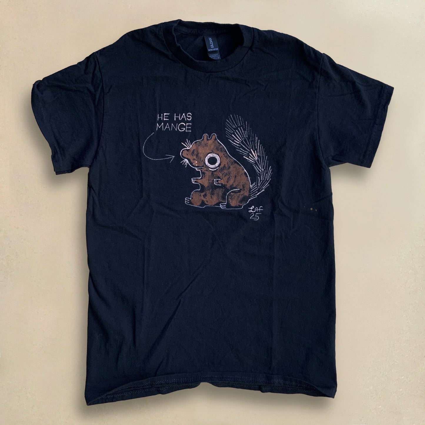 He Has Mange - Small Bleach-Painted T-Shirt