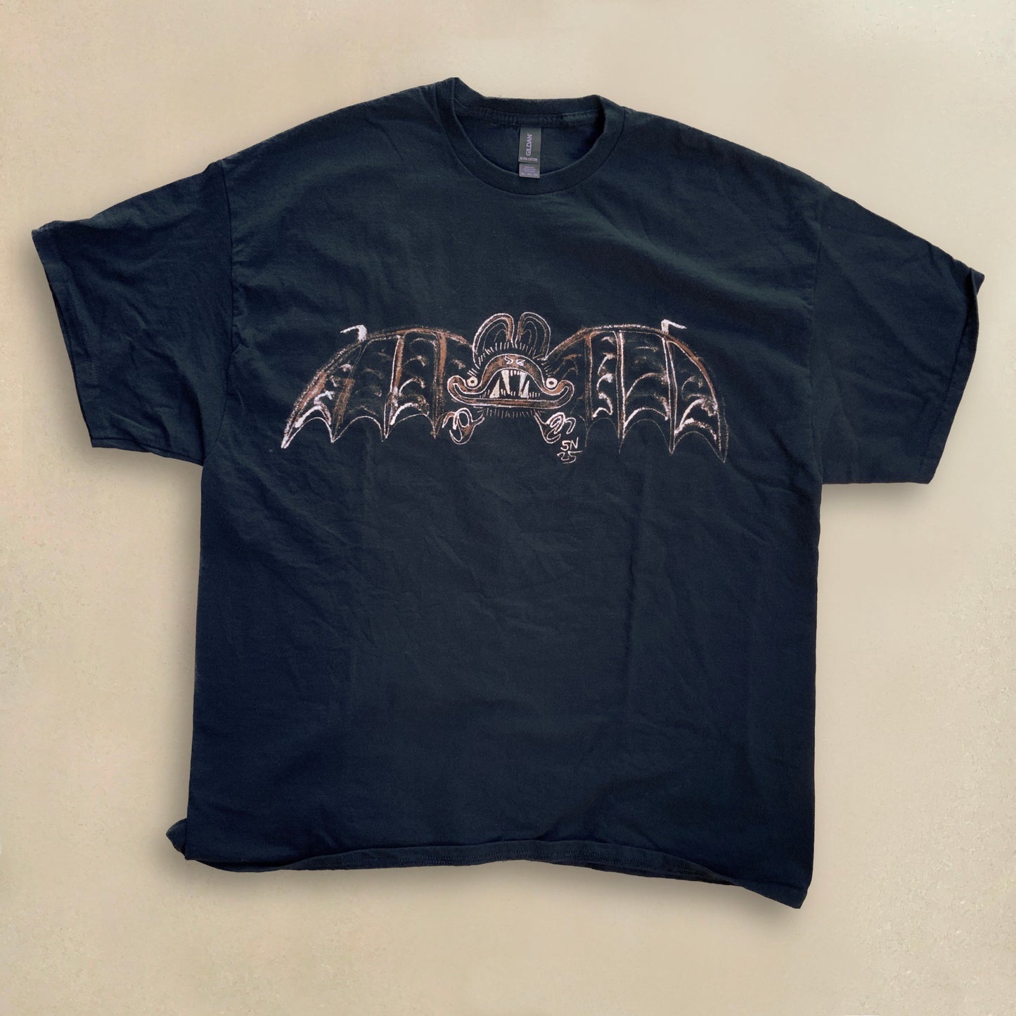 Big Bat - 2XL Bleach-Painted T-shirt