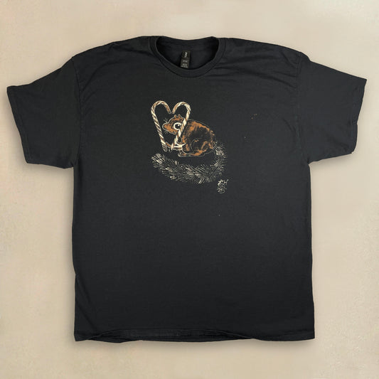 Candy Cane Squirrel - 2XL Bleach-Painted T-Shirt