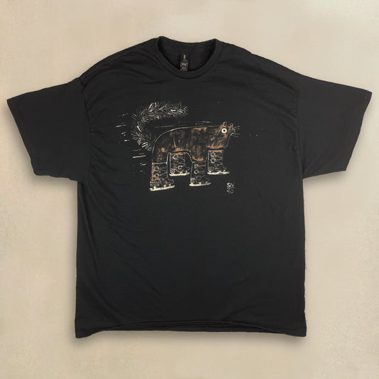 Ice Skating Squirrel - 2XL Bleach-Painted T-Shirt