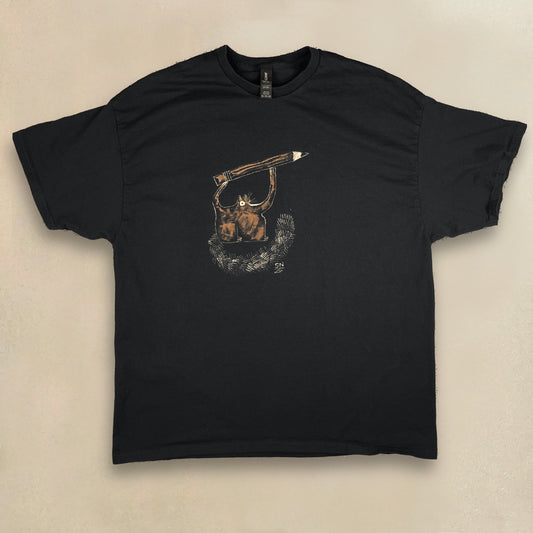 Pencil Squirrel - 2XL Bleach-Painted T-Shirt