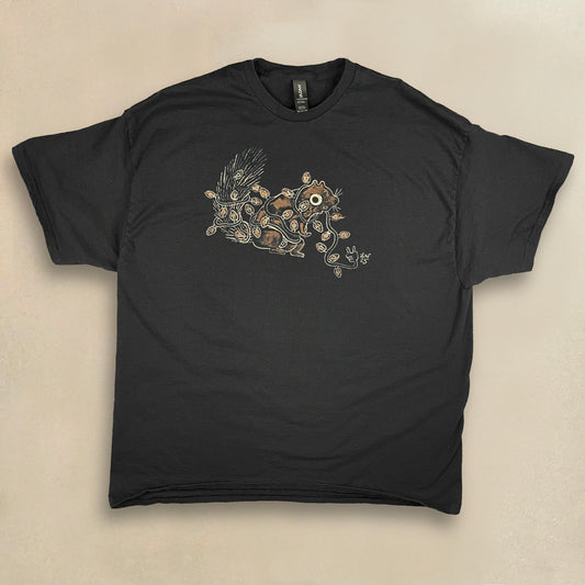 Xmas Lights Squirrel - 2XL Bleach-Painted T-Shirt