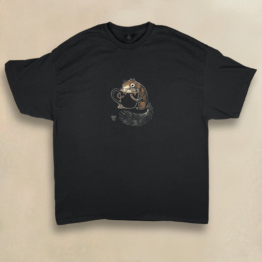 Hot Cocoa Squirrel - 2XL Bleach-Painted T-Shirt
