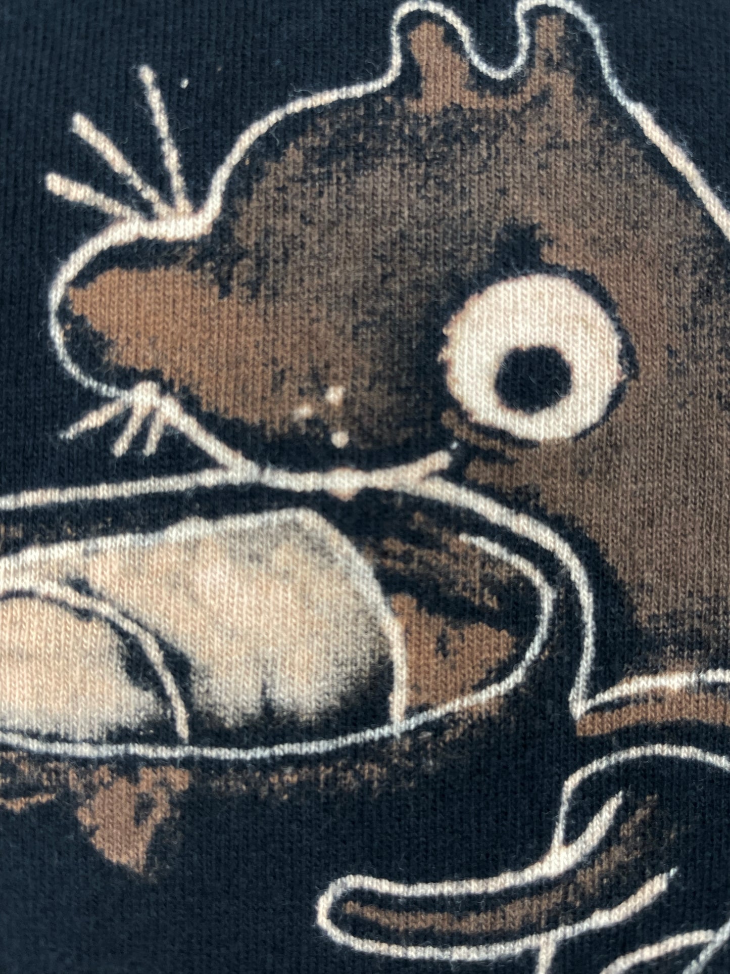 Hot Cocoa Squirrel - Large Bleach-Painted T-Shirt
