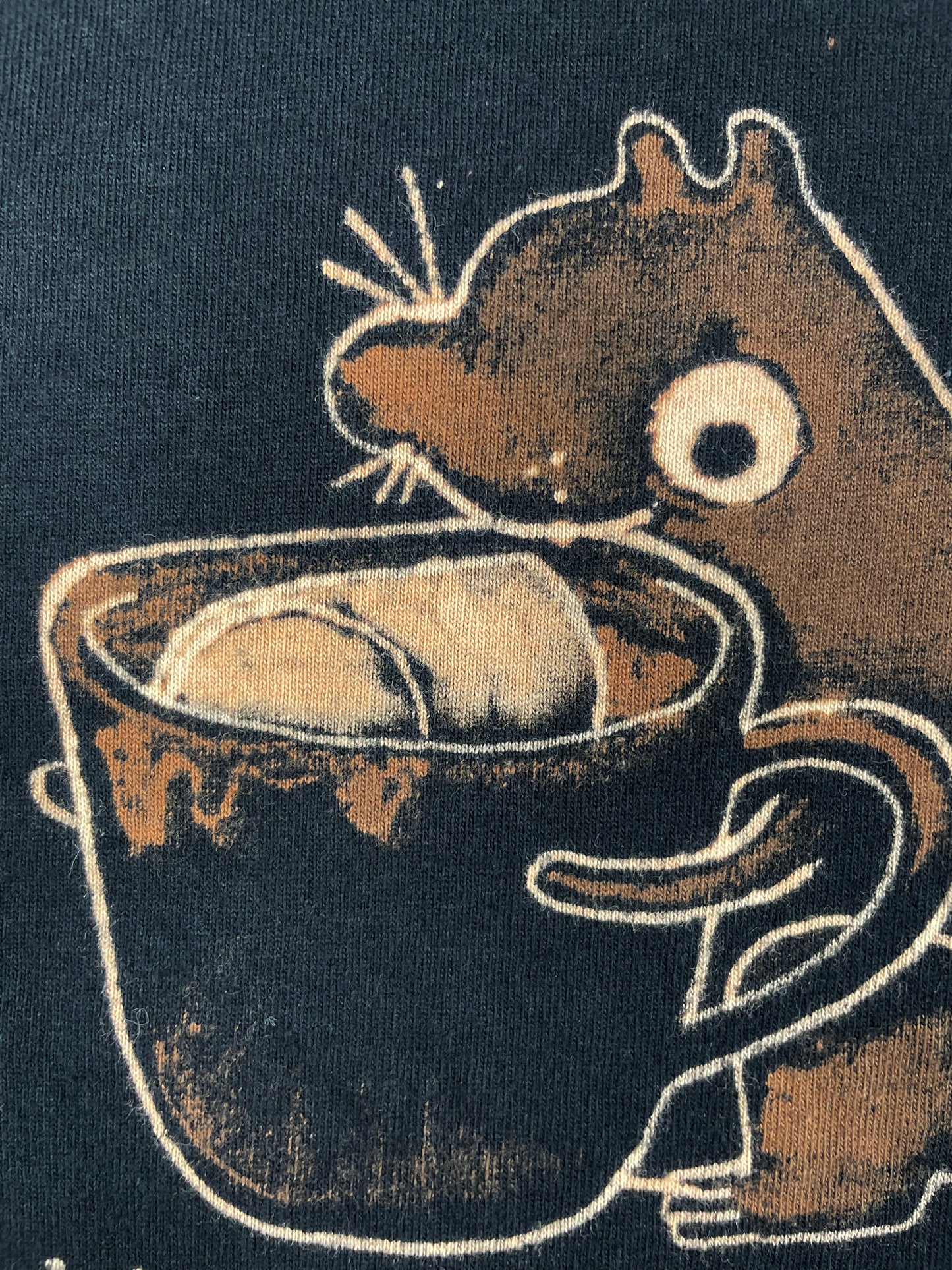 Hot Cocoa Squirrel - Large Bleach-Painted T-Shirt