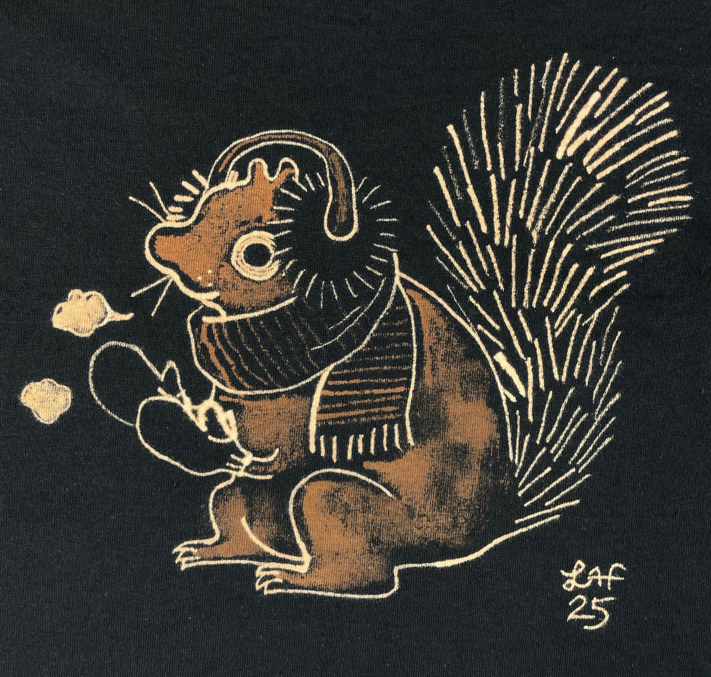 Bundled Up Squirrel - Large Bleach-Painted T-Shirt