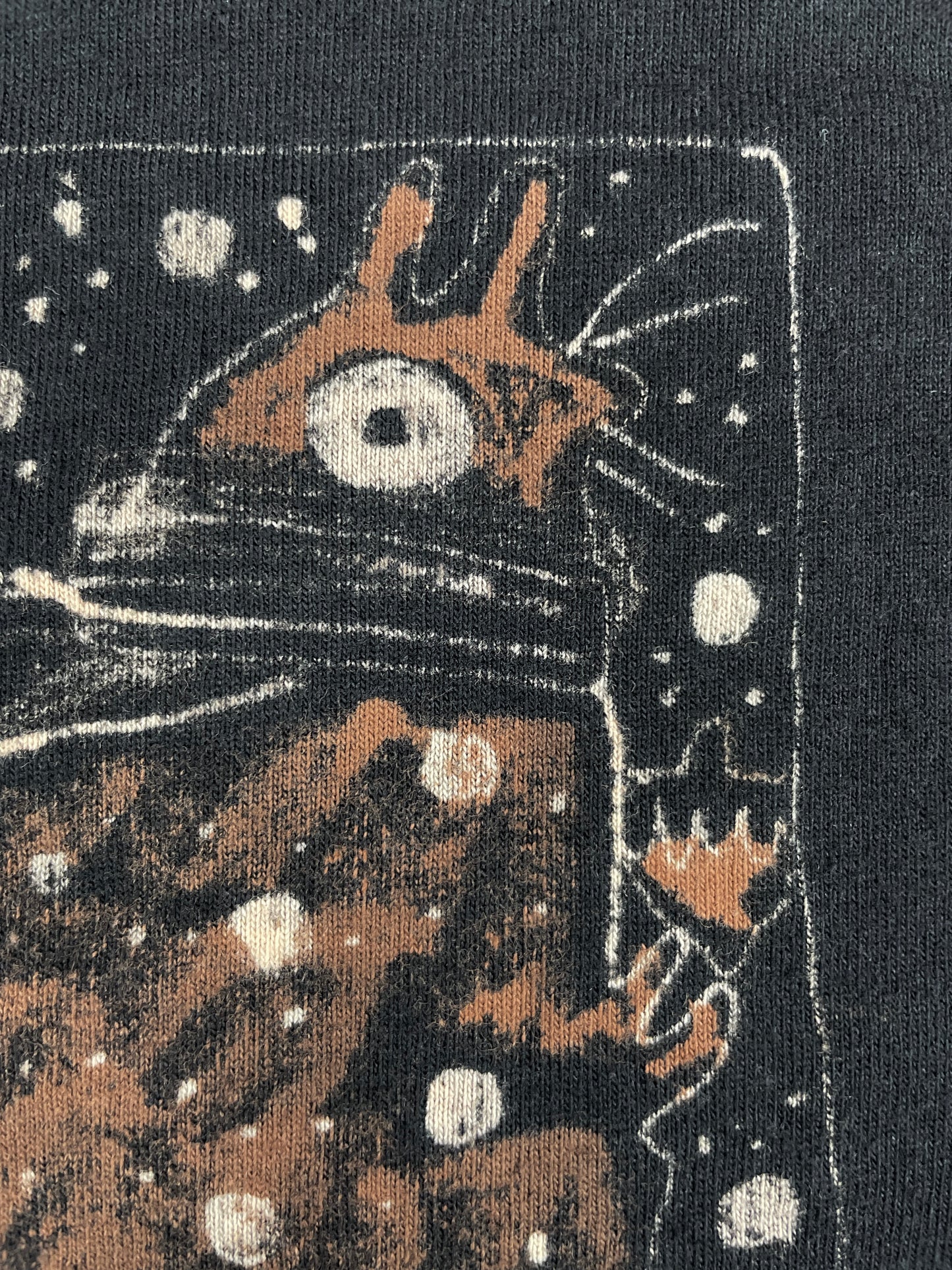 Snowy Scarf Squirrel Square - Large Bleach-Painted T-Shirt