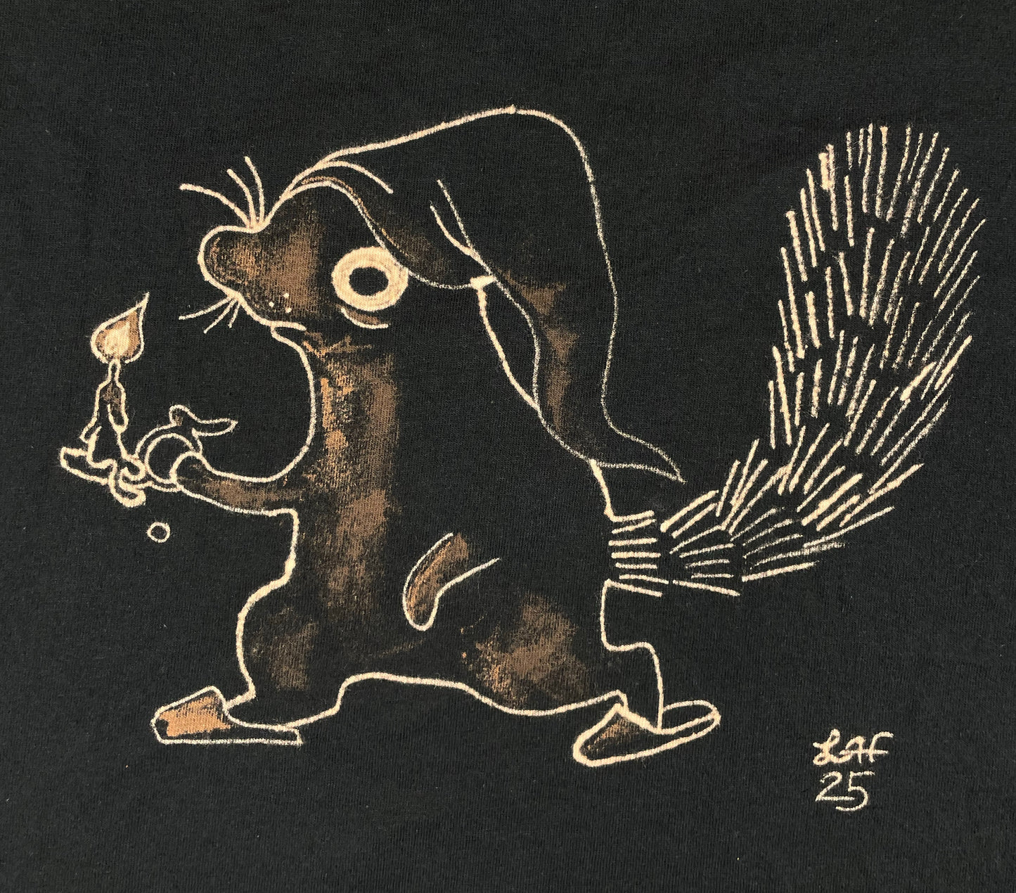 Ebenezer Squirrel - Large Bleach-Painted T-Shirt
