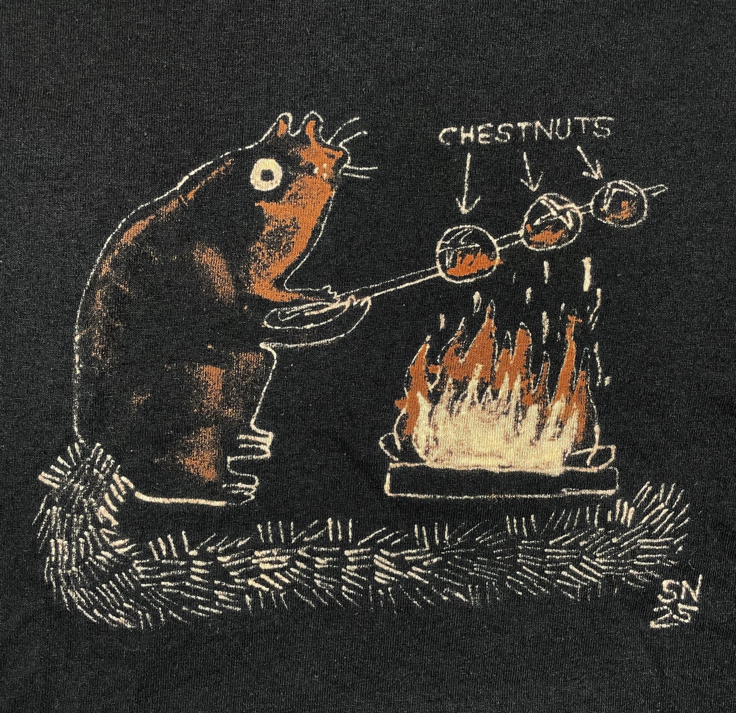Chestnuts Squirrel - Medium Bleach-Painted T-Shirt