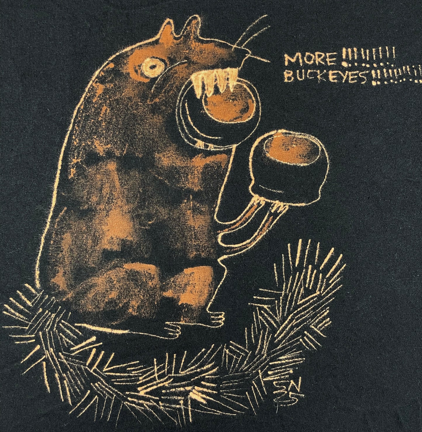 MORE!!! BUCKEYES!!!!! - Medium Bleach-Painted T-Shirt