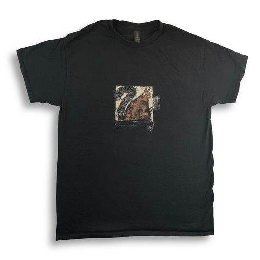 Faux Linocut Squirrel 2 - Large Bleach-Painted T-Shirt