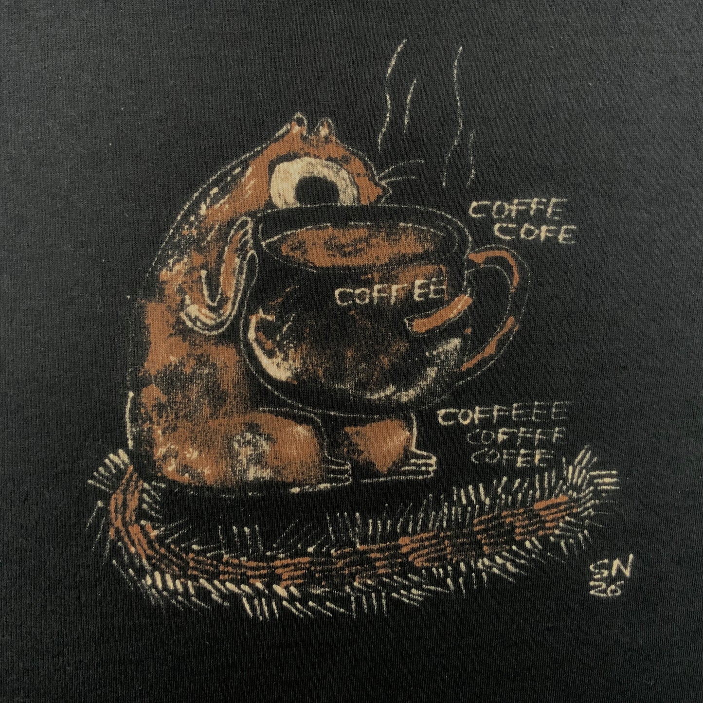 Coffee Squirrel - 3XL Bleach-Painted T-Shirt
